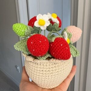 Handmade Crochet Strawberry Bouquet